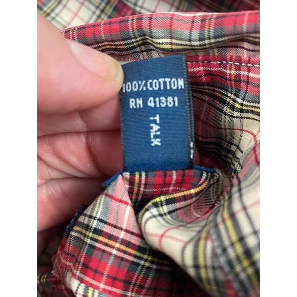 Ralph Lauren Men's Classic Fit Red Plaid Long Sleeve Button Down Shirt Sz 15/M - Picture 8 of 12